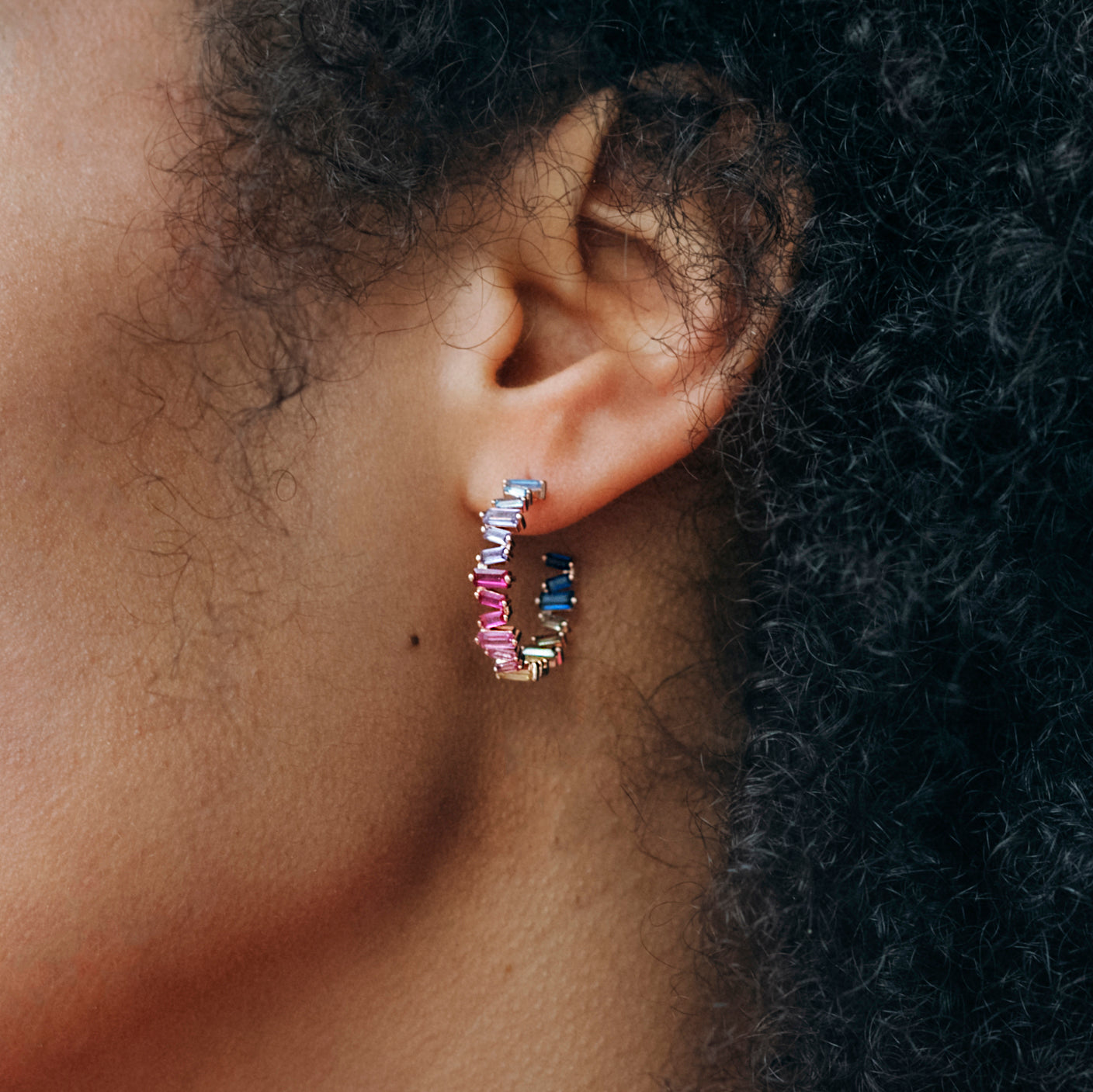 Rainbow Gemstone Hoop Earrings - Junk Jewels