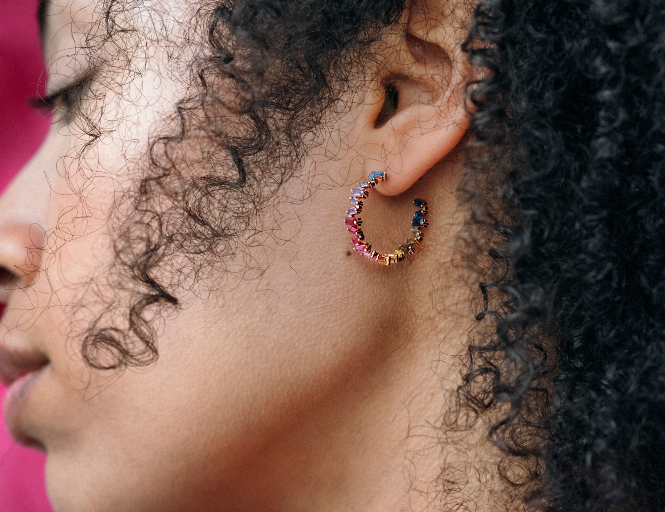 Rainbow Gemstone Hoop Earrings - Junk Jewels