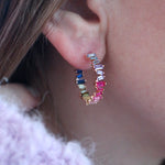 Rainbow Gemstone Hoop Earrings - Junk Jewels