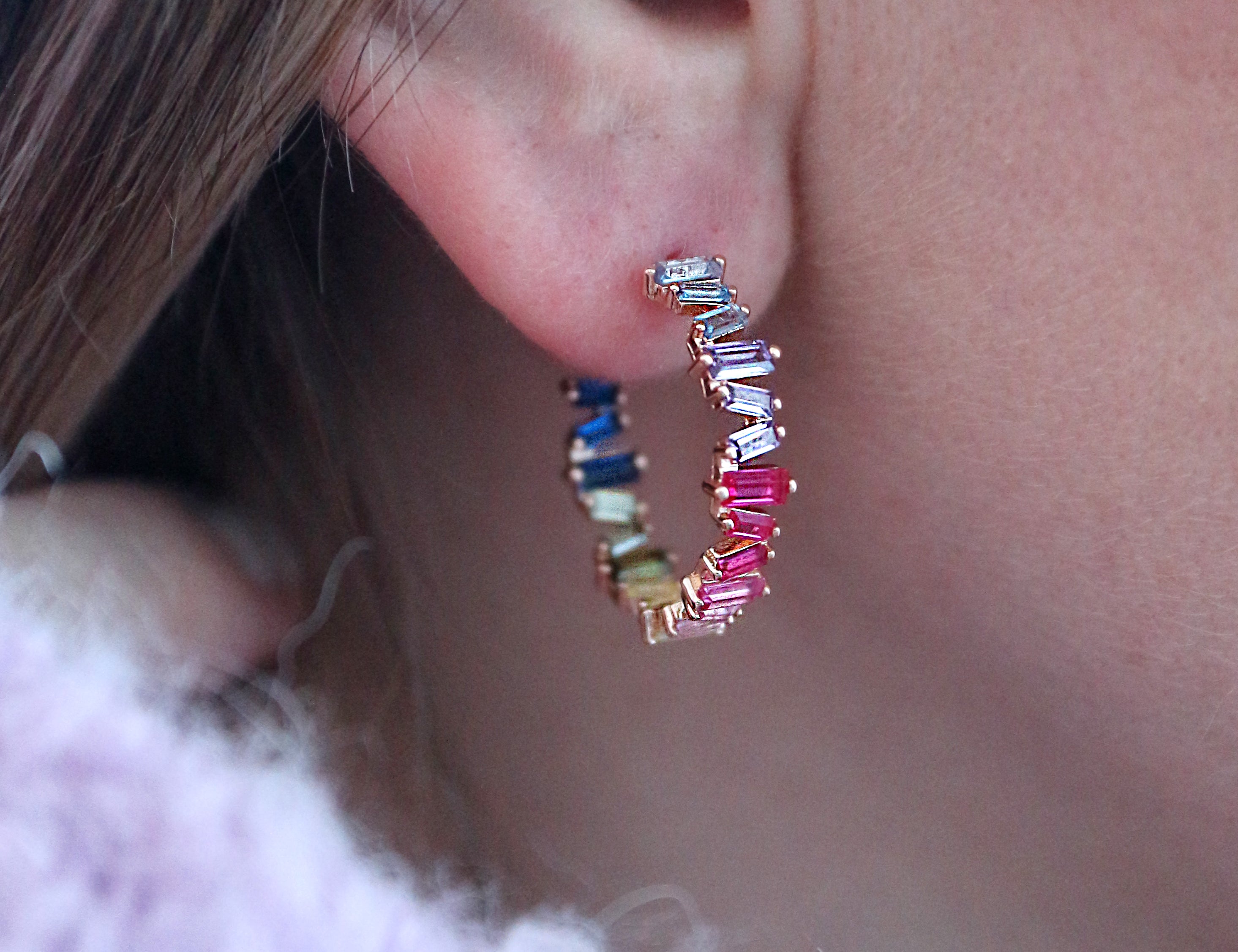Rainbow Gemstone Hoop Earrings - Junk Jewels