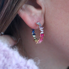 Rainbow Gemstone Hoop Earrings - Junk Jewels