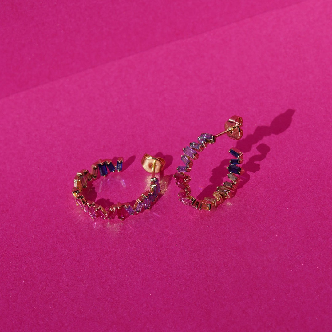 Rainbow Gemstone Hoop Earrings Junk Jewels
