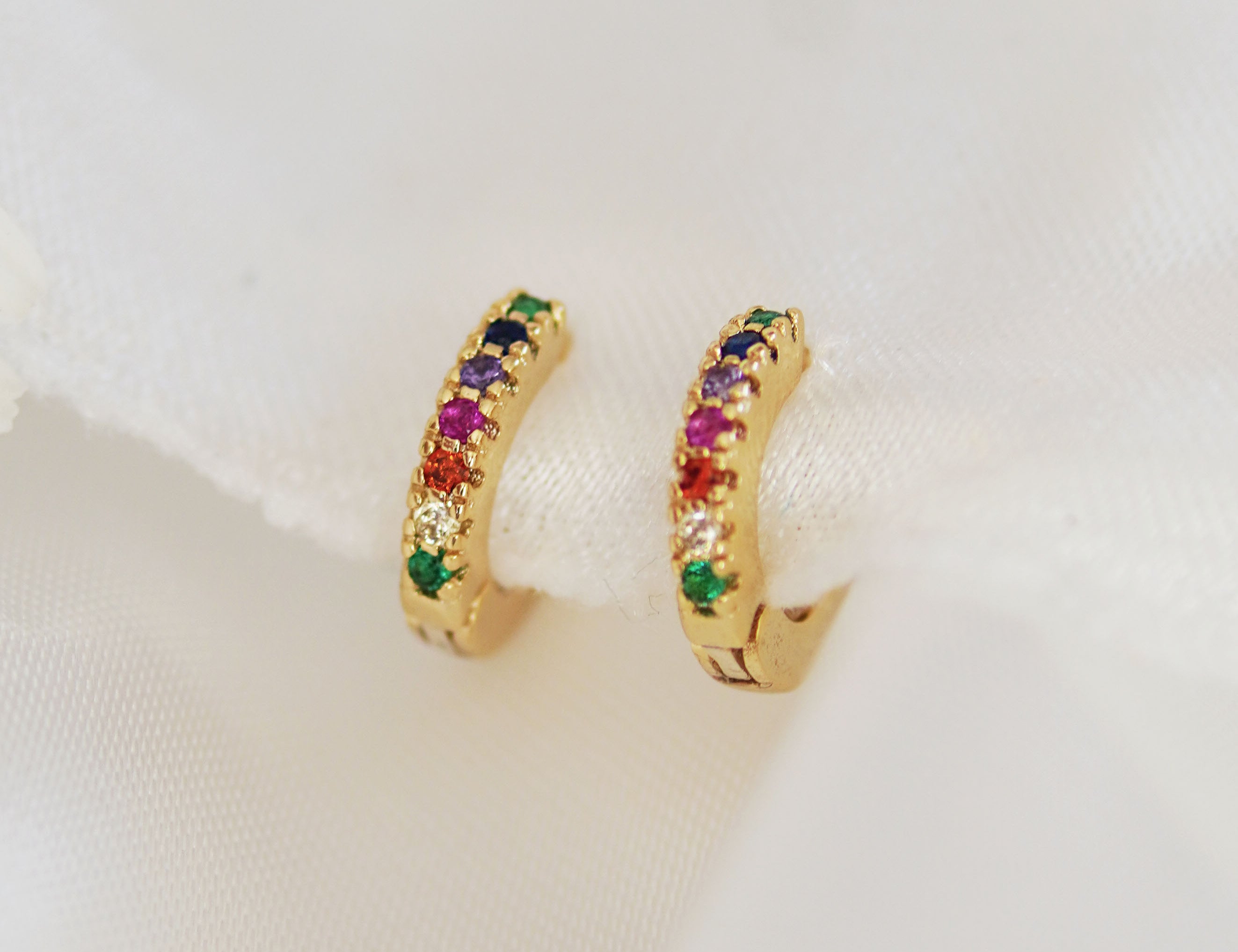 Rainbow Huggie Hoop Earrings - Junk Jewels
