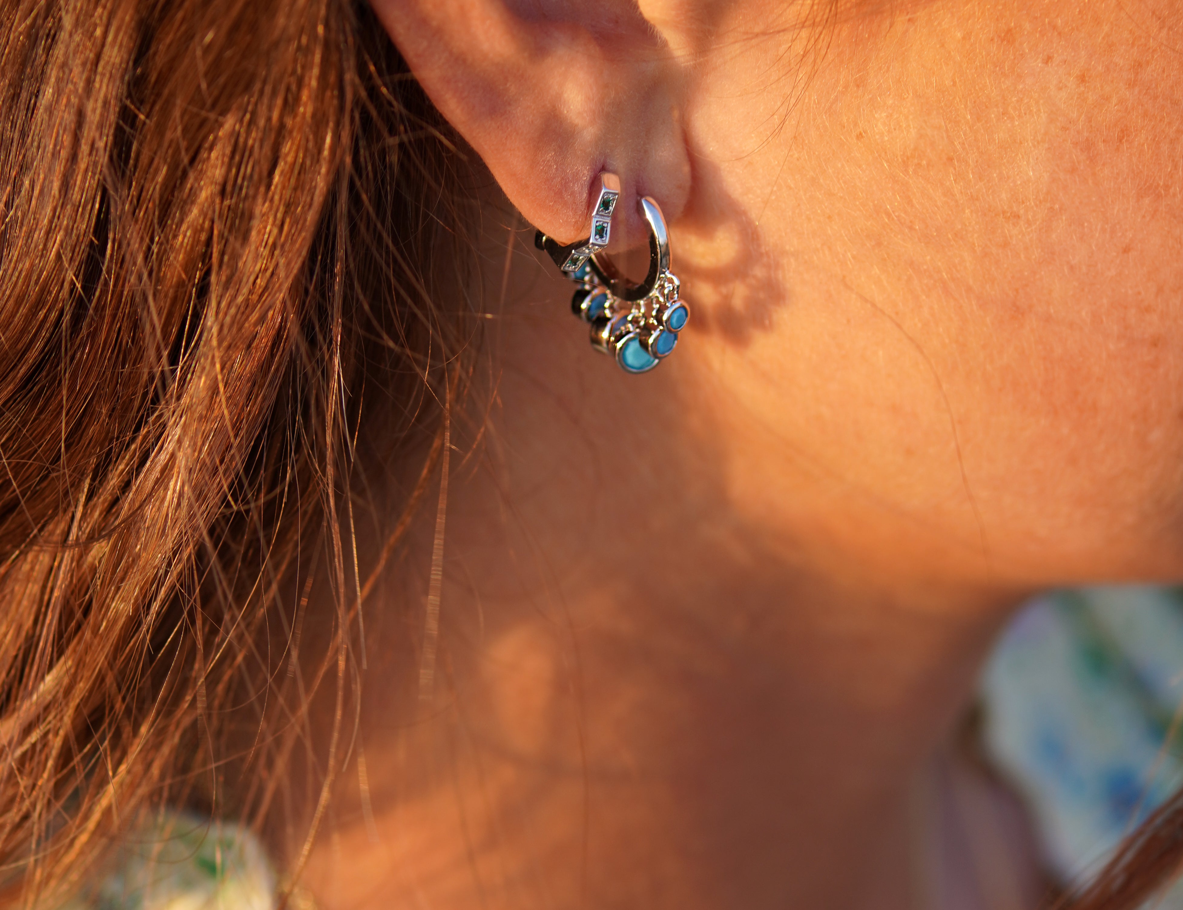 Turquoise Drop Hoop Earrings - Junk Jewels