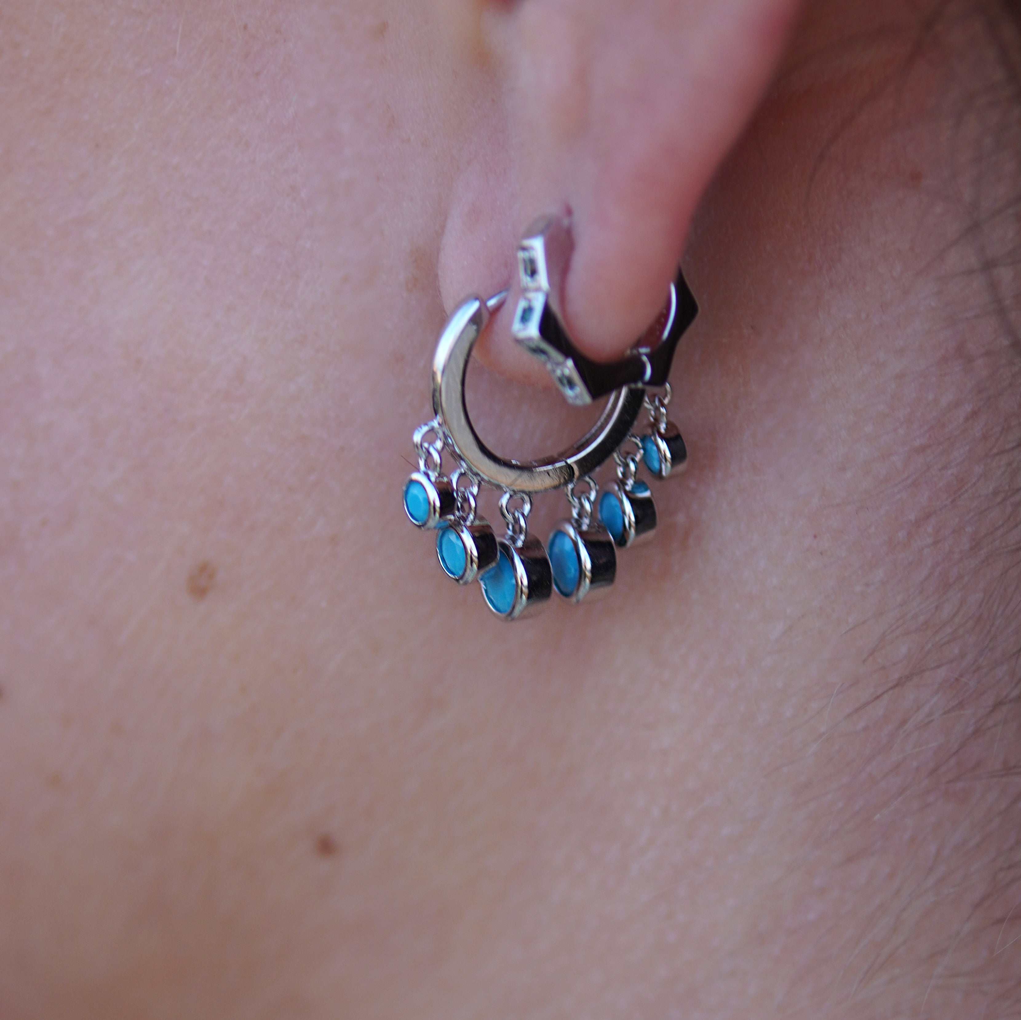 Turquoise Drop Hoop Earrings - Junk Jewels