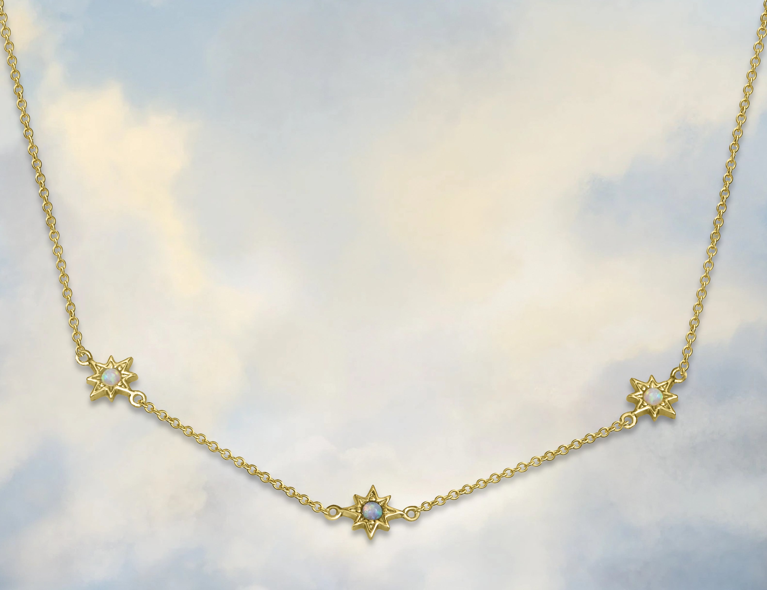 Triple Opal Starburst Necklace - Junk Jewels