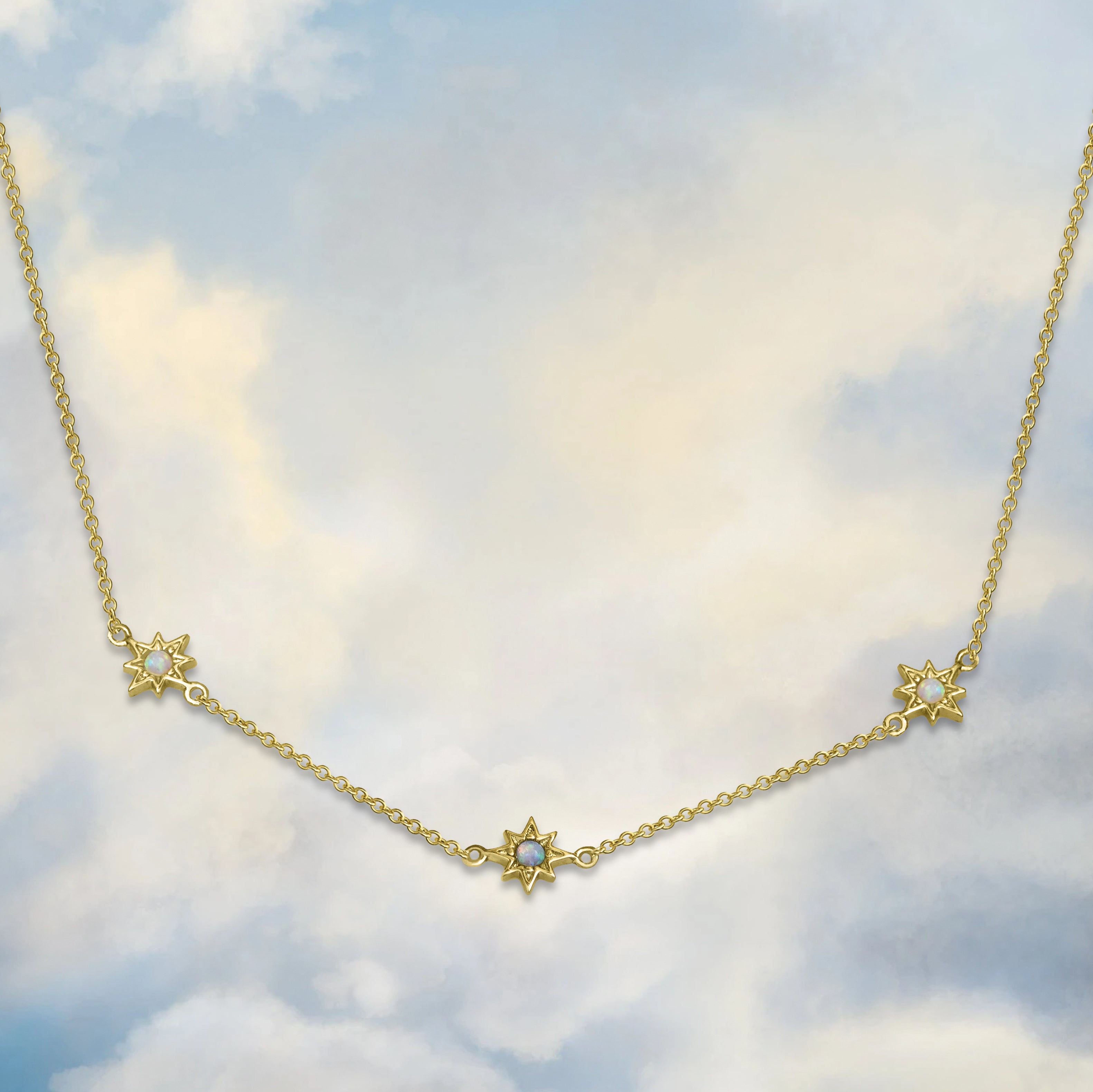 Triple Opal Starburst Necklace - Junk Jewels