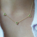 Triple Peridot Heart Charm Necklace - Junk Jewels